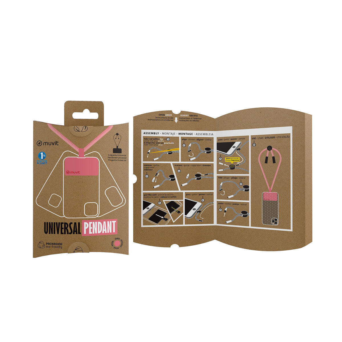 Mobile Phone Lanyard Muvit for Change Pink