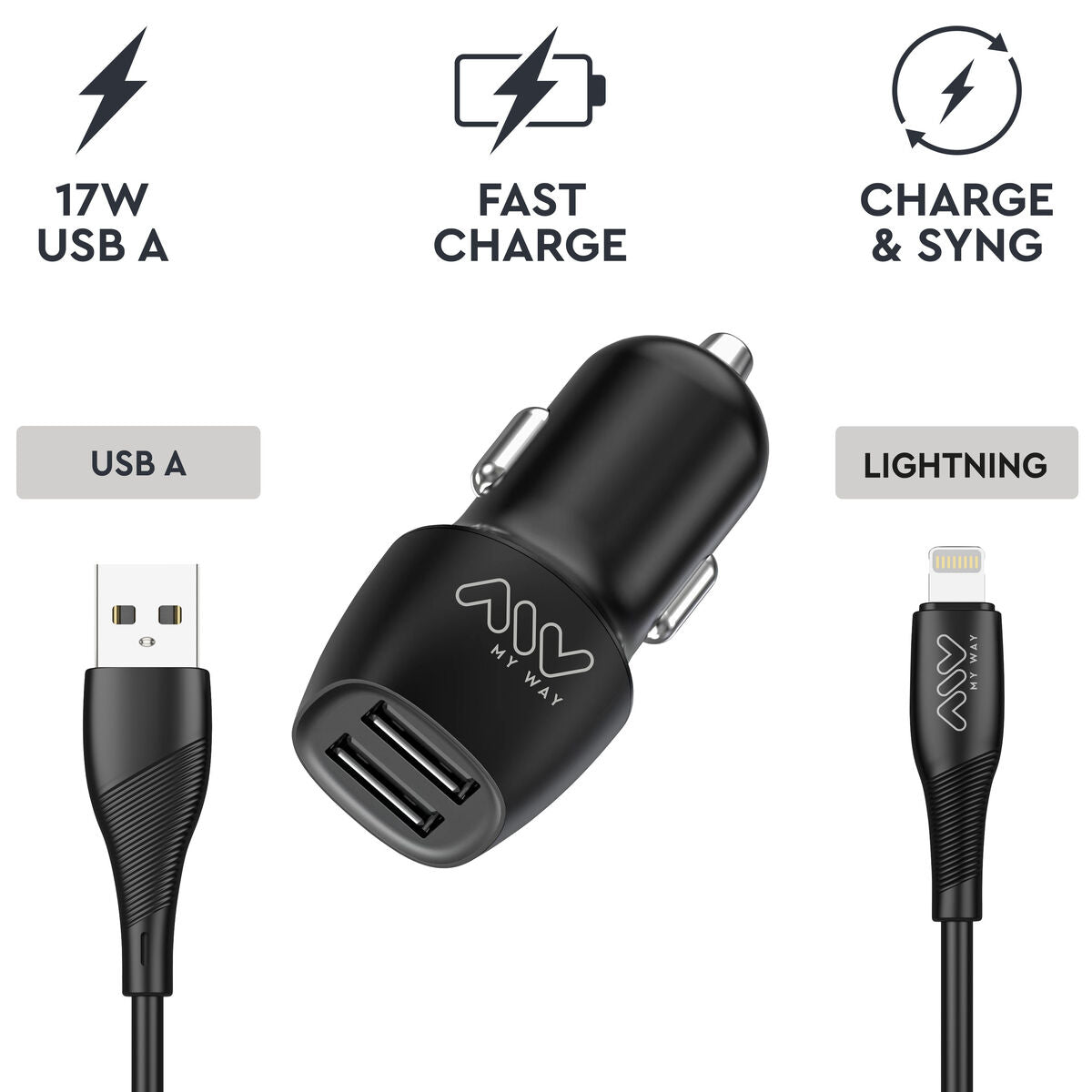 Car Charger Myway Black