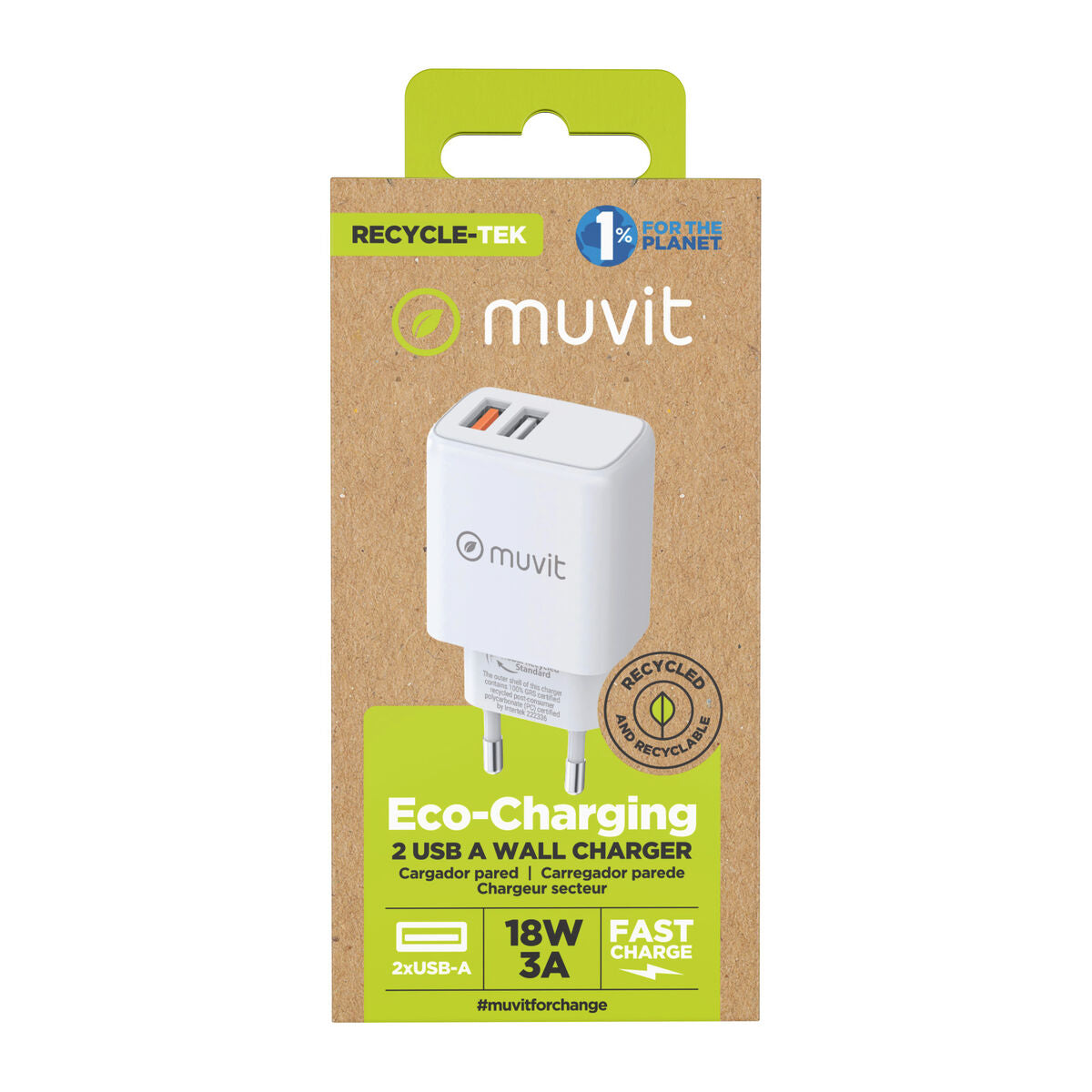 Wall Charger Muvit for Change White 18 W
