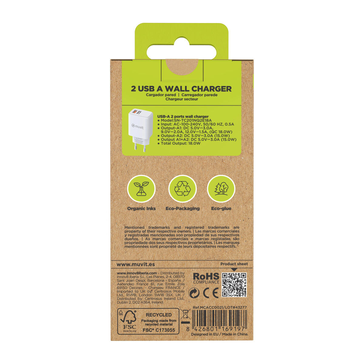 Wall Charger Muvit for Change White 18 W