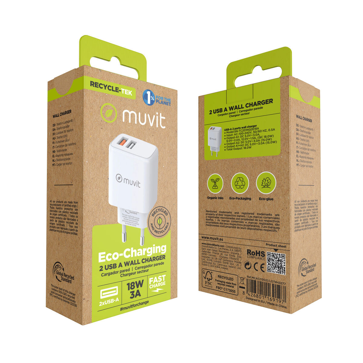 Wall Charger Muvit for Change White 18 W