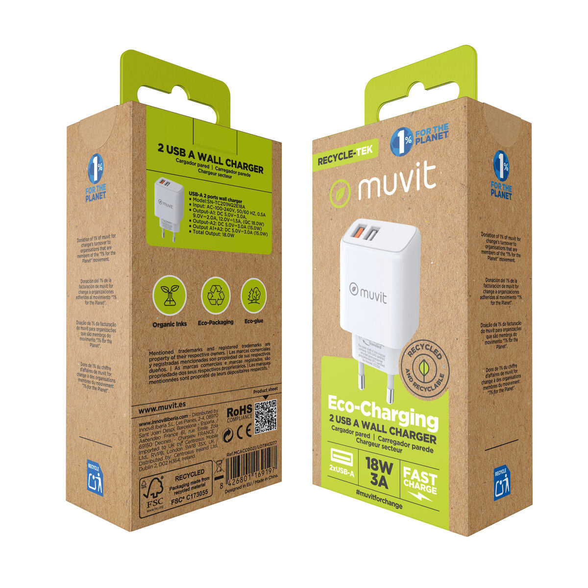Wall Charger Muvit for Change White 18 W