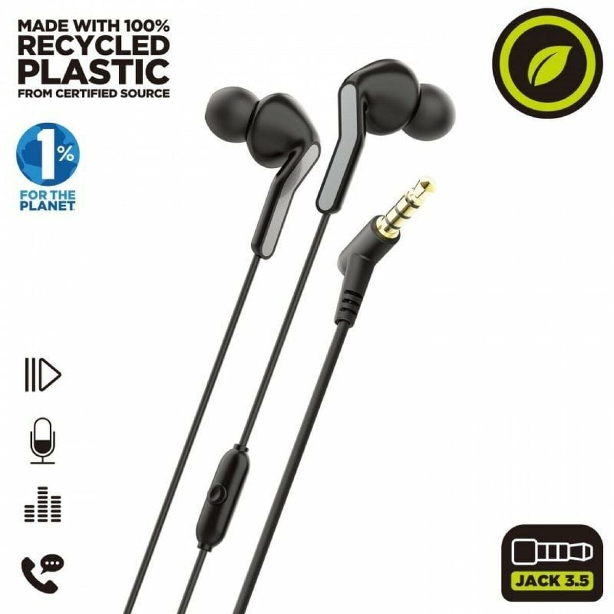 Headphones with Microphone Muvit E57 Black