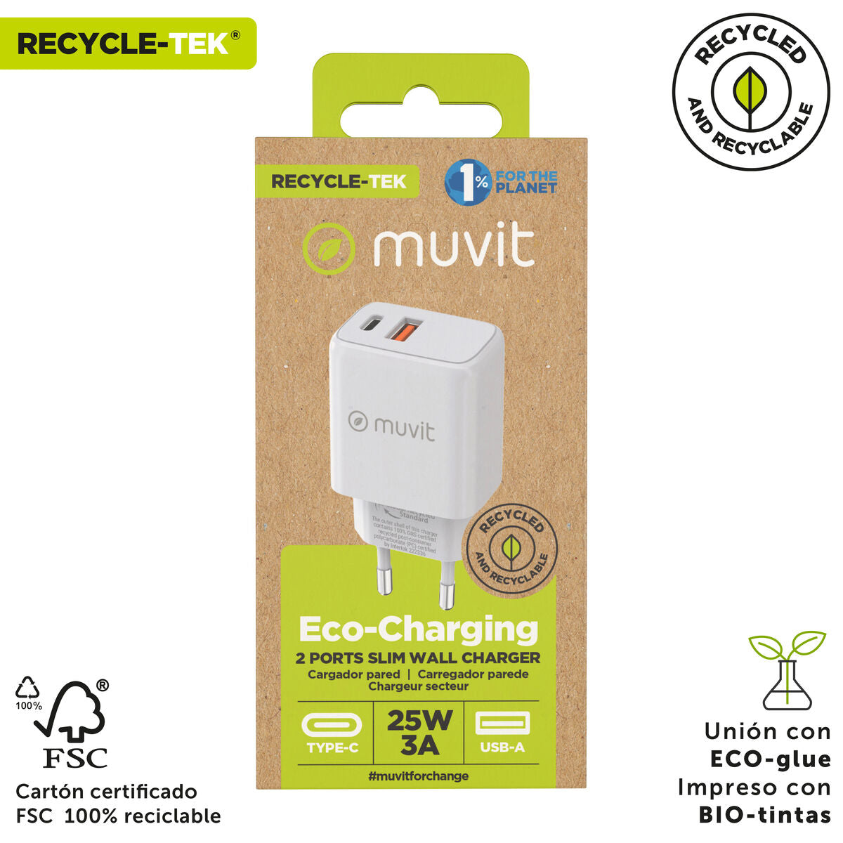 Wall Charger Muvit for Change MC-215 White 18 W 25 W
