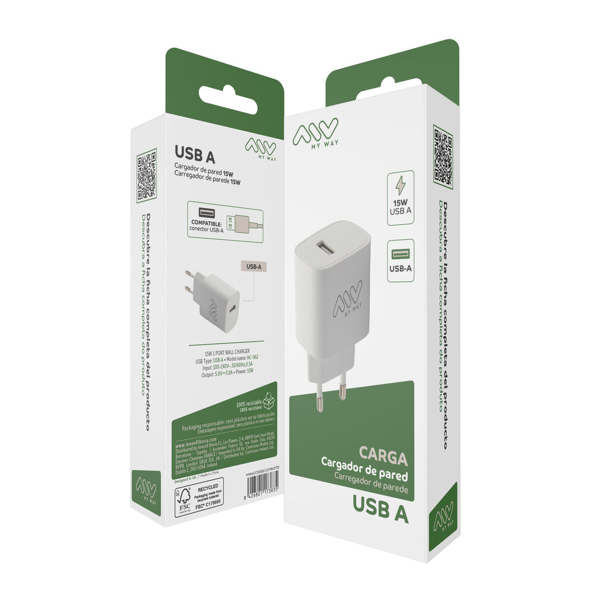 Wall Charger Myway White 15 W