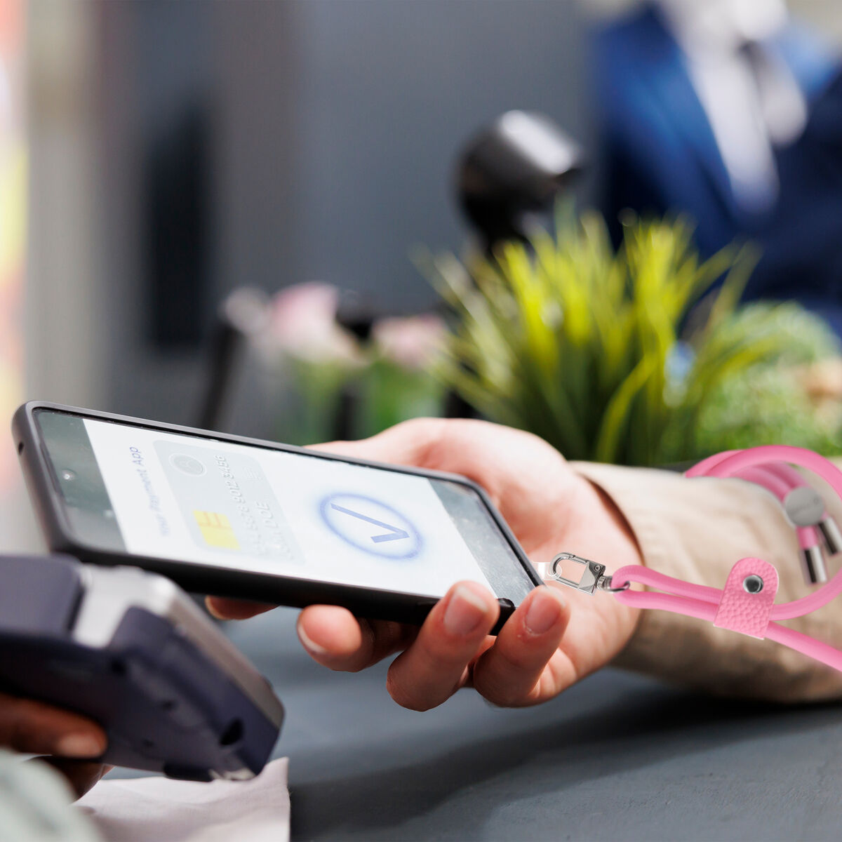 Mobile Phone Lanyard Muvit for Change Pink