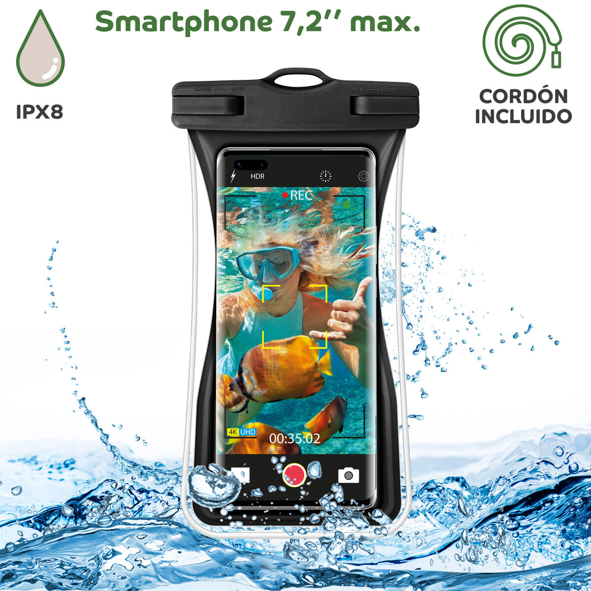 Waterproof case Myway Floating Black Universal 7,2" (7")
