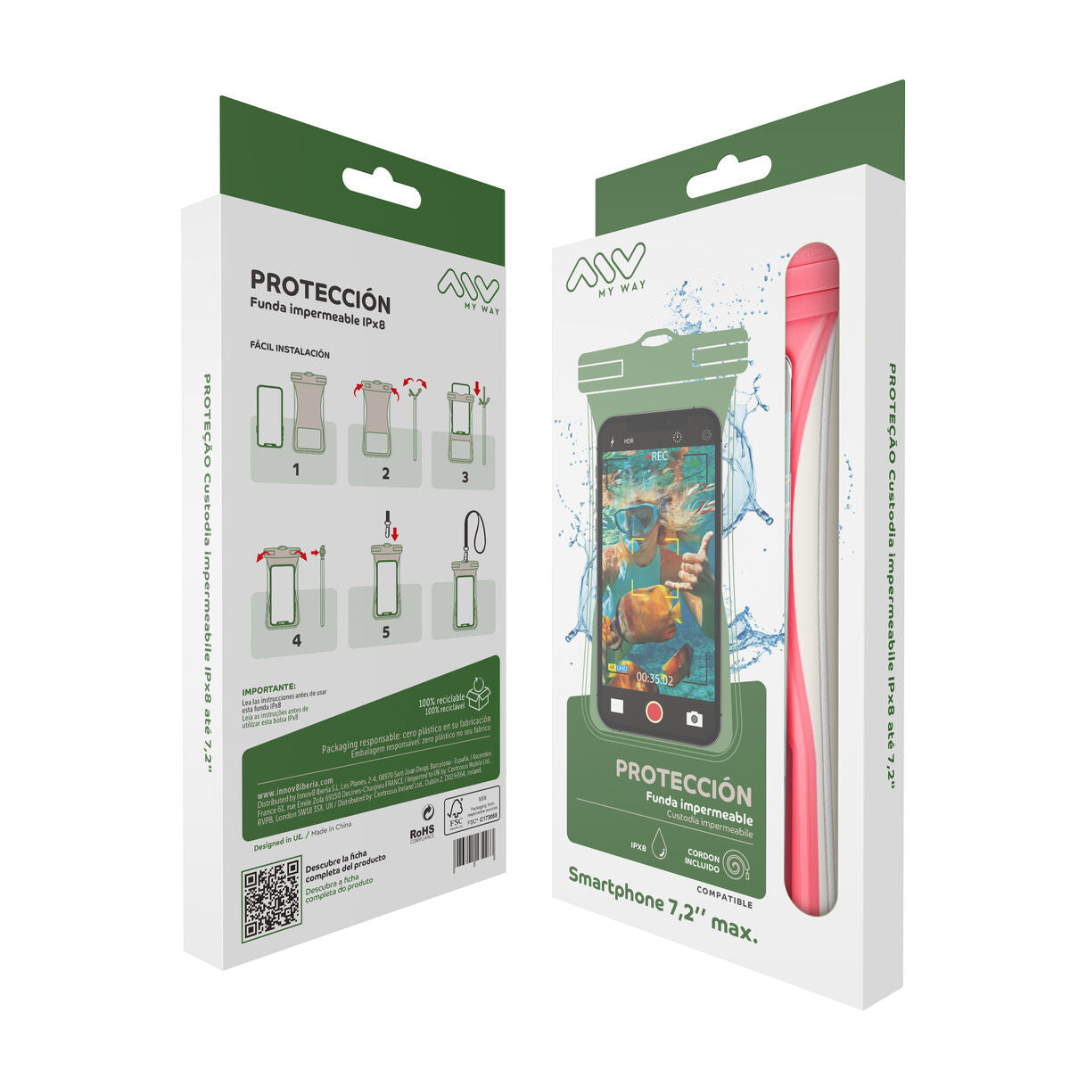 Waterproof case Myway Floating Pink Universal 7,2" (7")