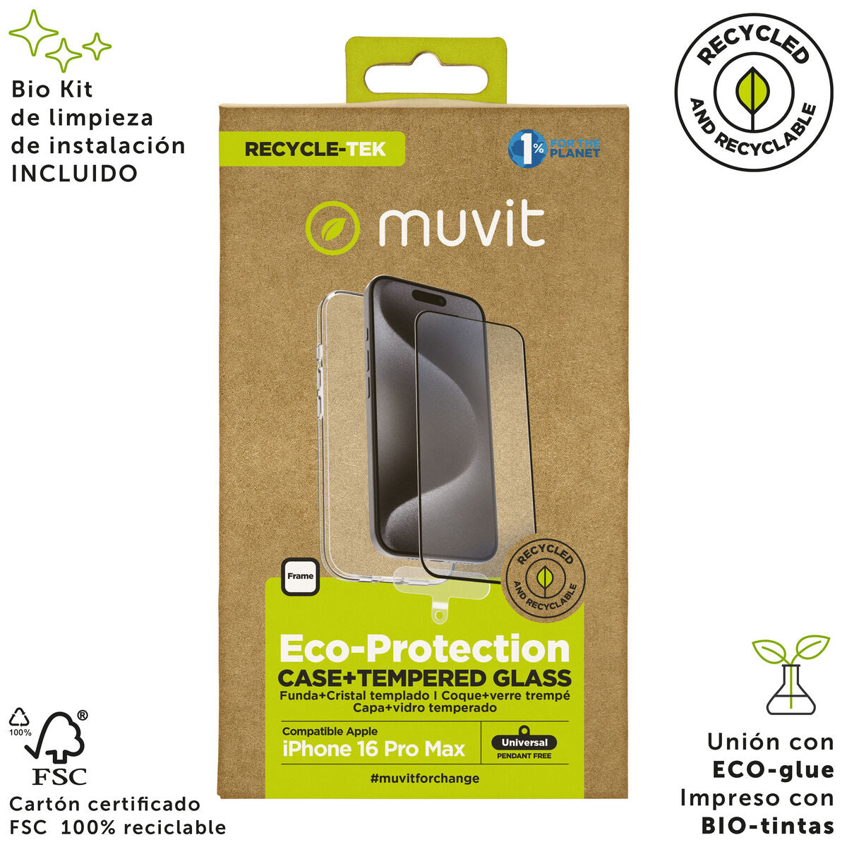 Mobile Case and Protector Muvit for Change iPhone 16 Pro Max Black