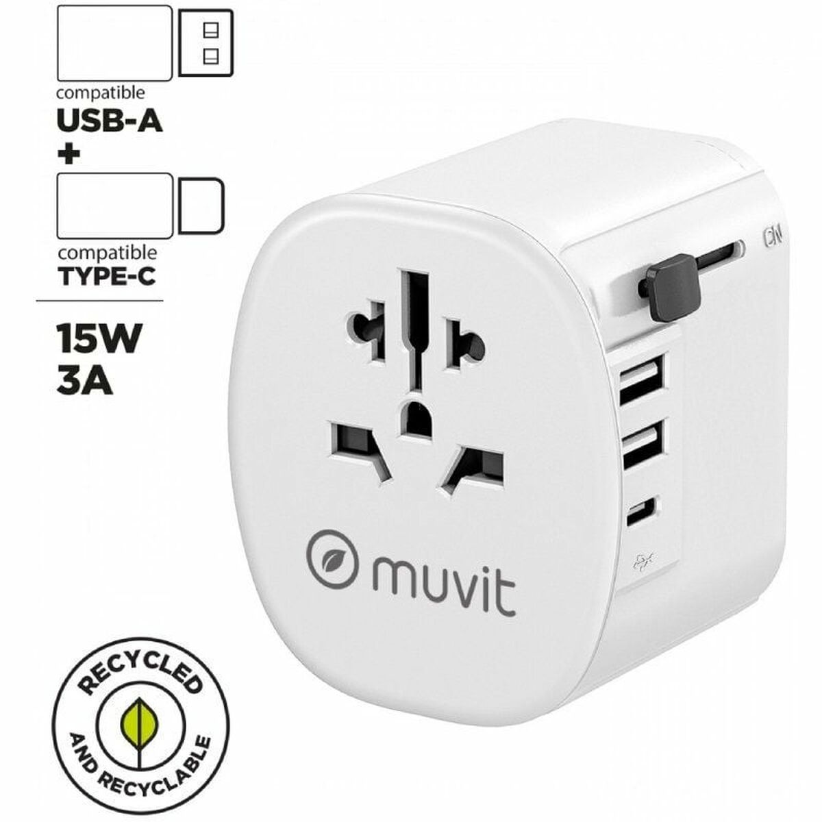 Wall Charger Muvit MCADP0006 15 W White