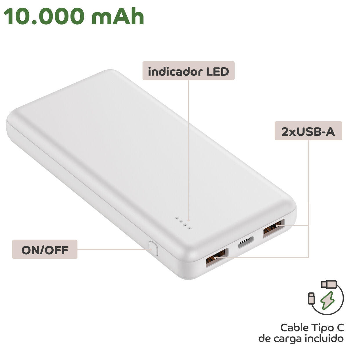 Powerbank Myway White 10000 mAh