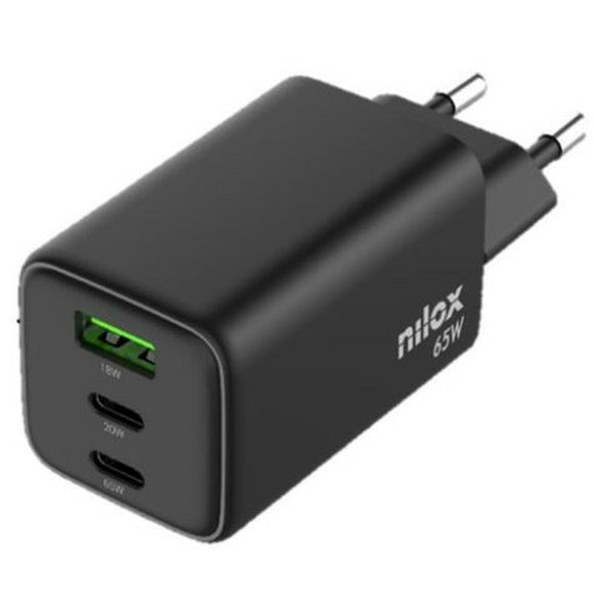 Wall Charger Nilox NXGANUSBC65 Black (2 Units)