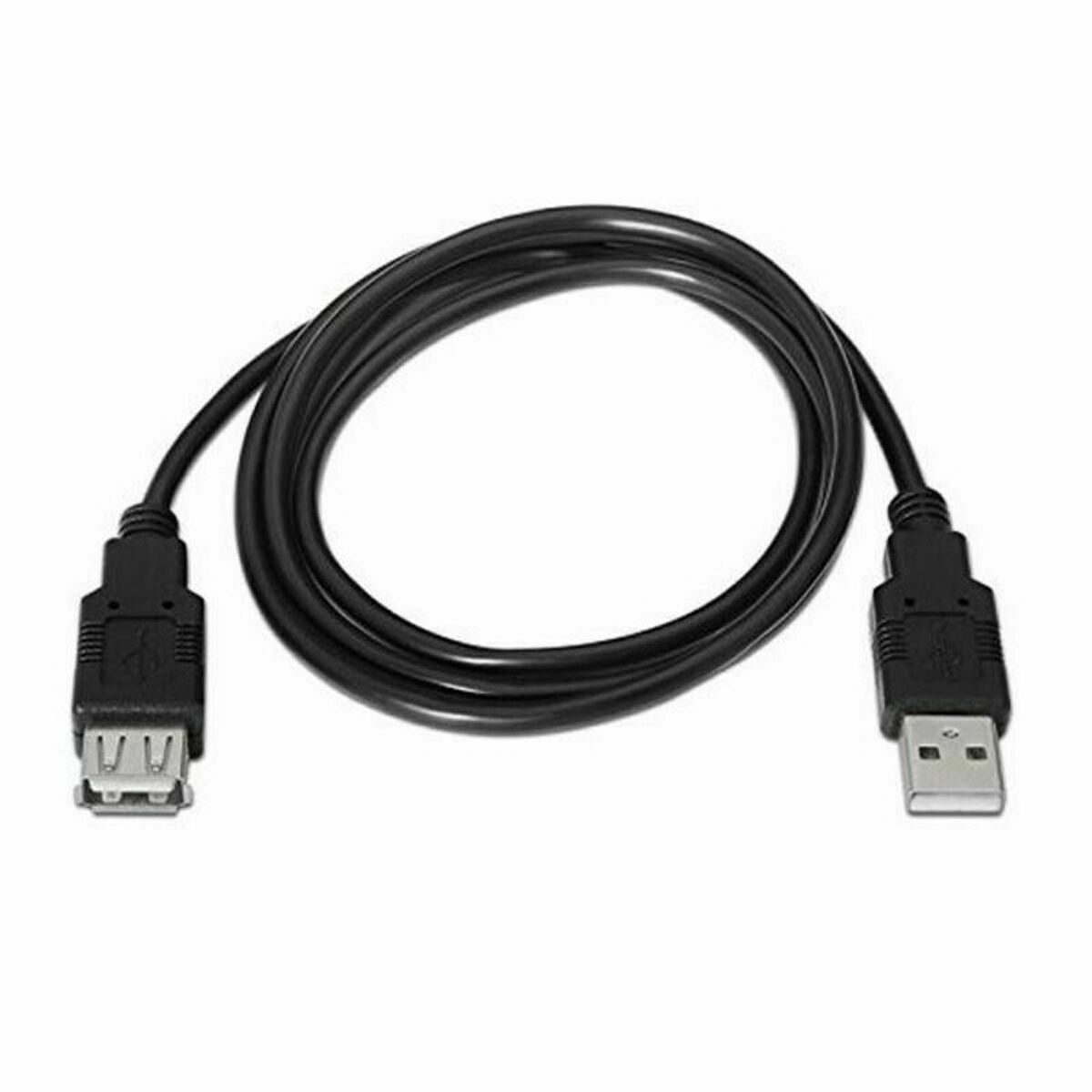 Extension Lead TooQ FS20200M-B 1,8 m USB Black 1,8 m