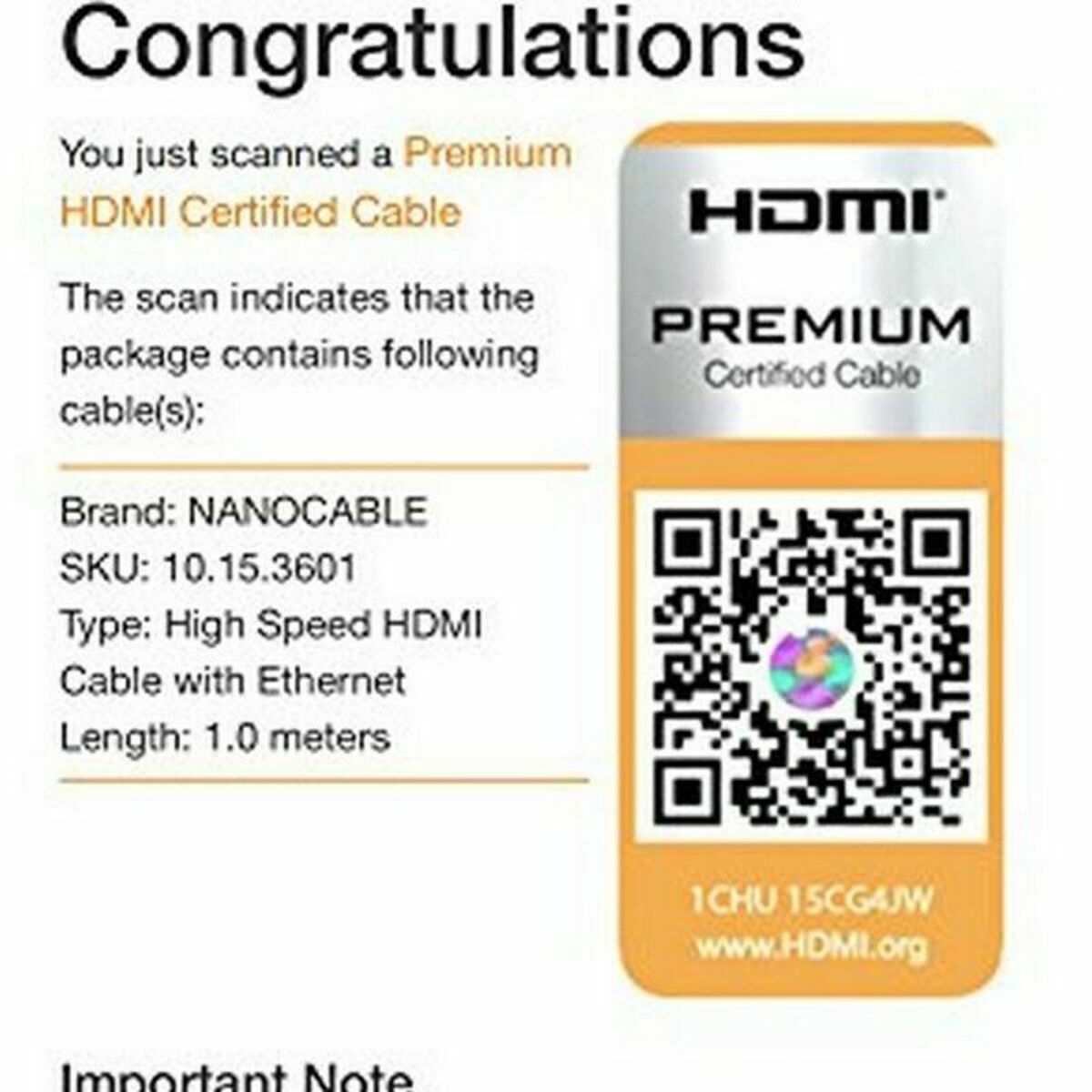 HDMI Cable NANOCABLE HDMI V2.0, 1m Black 1 m