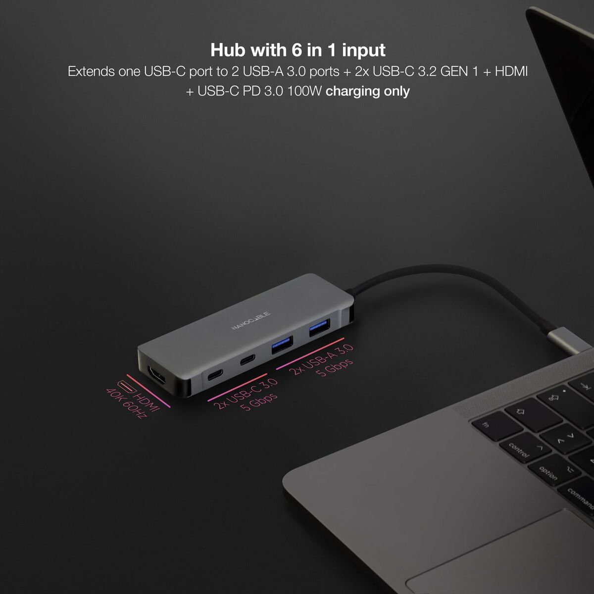 USB Hub NANOCABLE 10.16.1006 Grey (1 Unit)