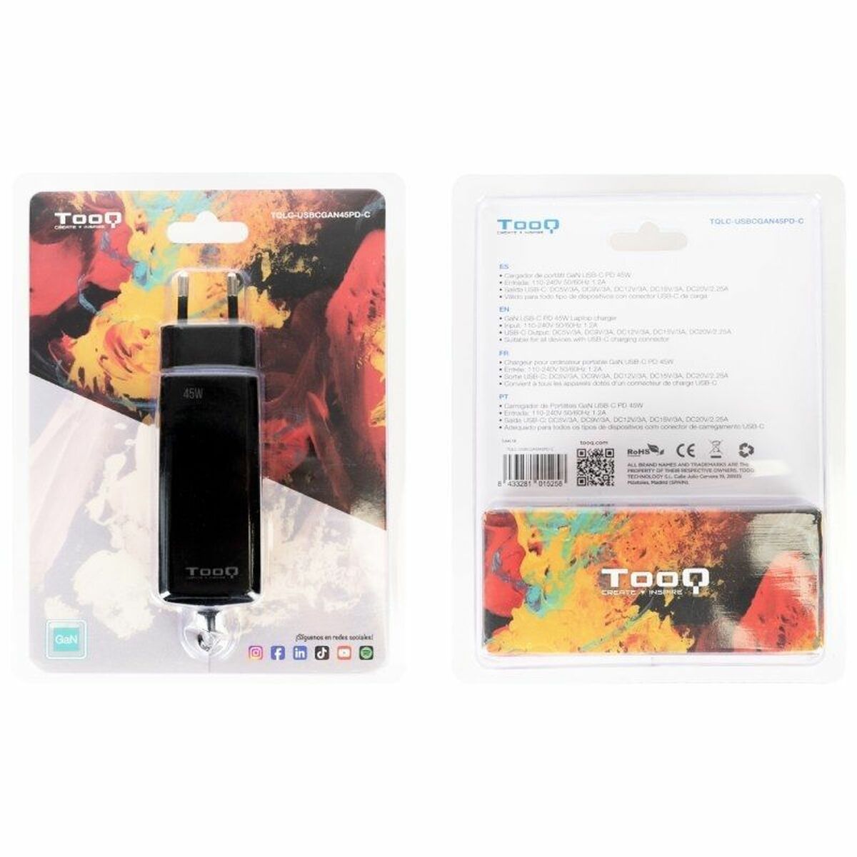 Laptop Charger TooQ TQLC-USBCGAN45PD-C 45 W
