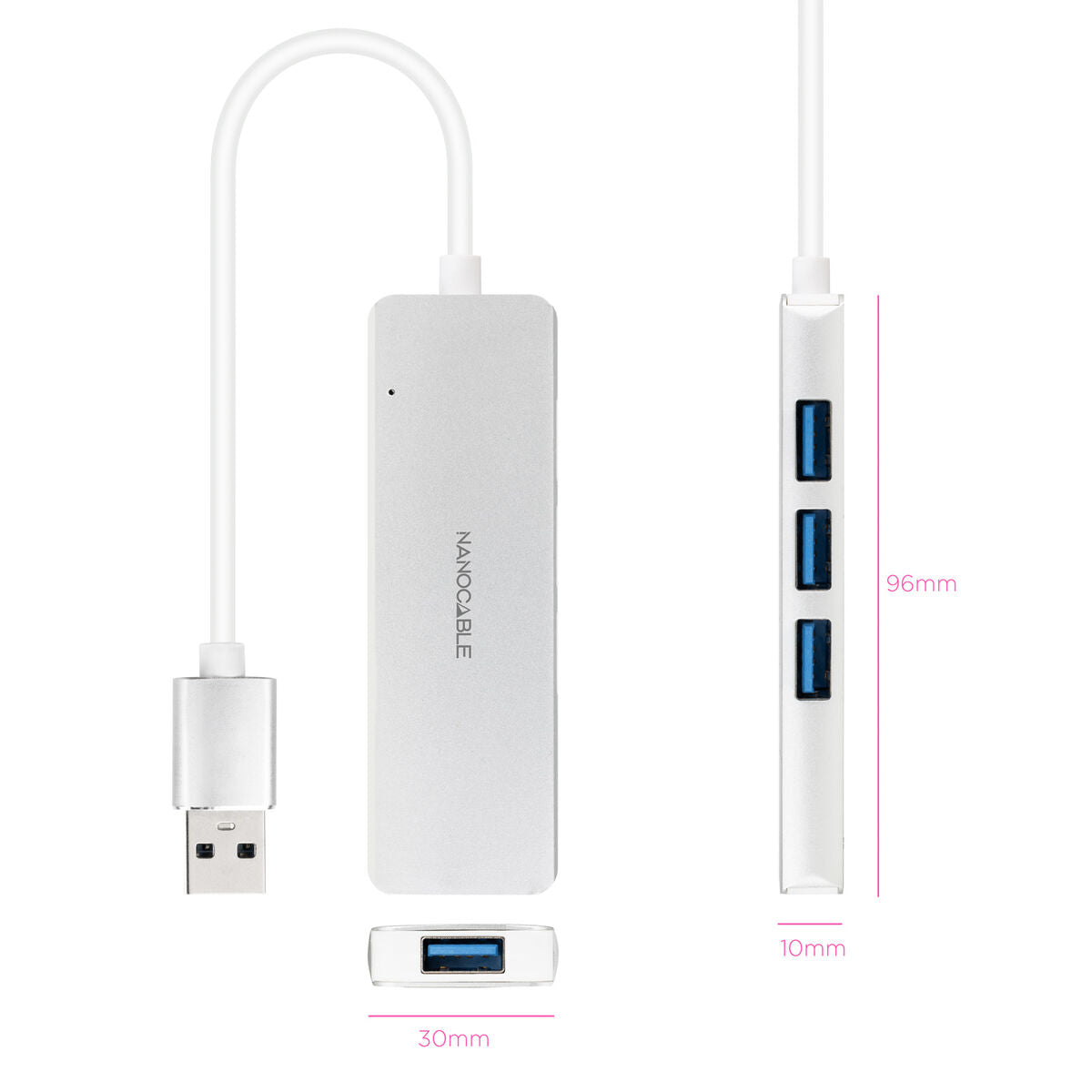 USB Hub NANOCABLE 10.16.4602 Silver