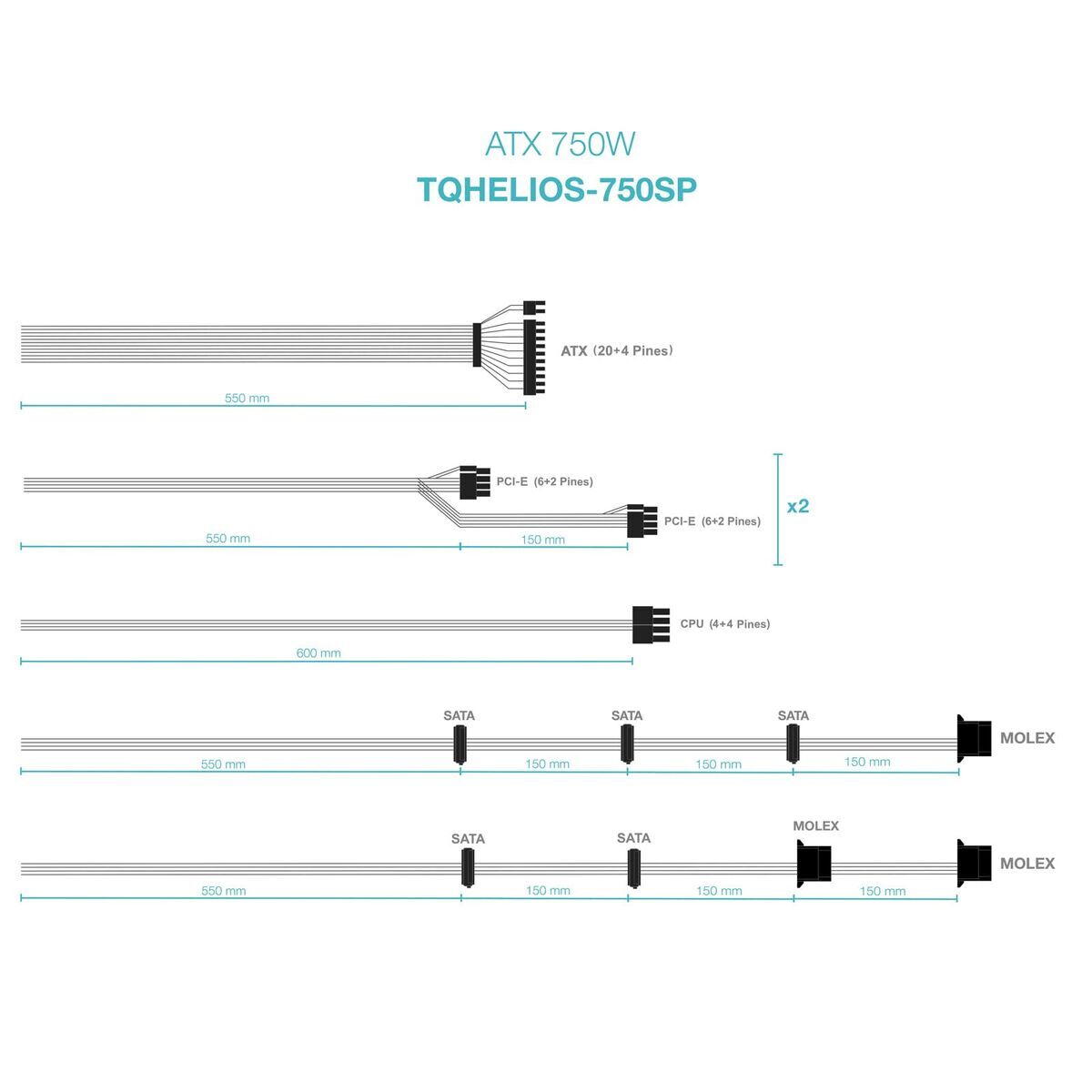 Monitor TooQ TQHELIOS-750SP ATX 750 W 80 Plus Bronze