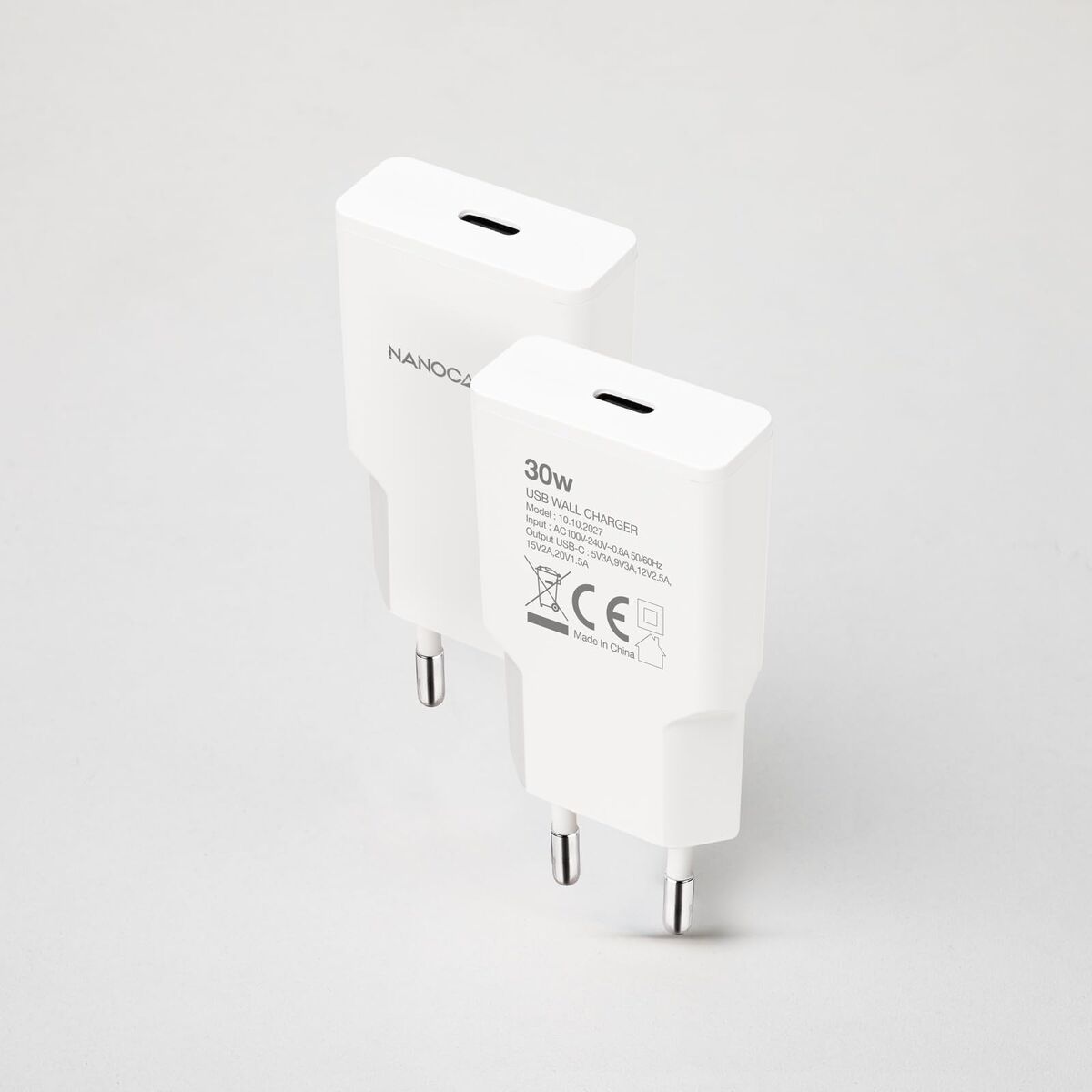 Wall Charger NANOCABLE 10.10.2027 White 30 W