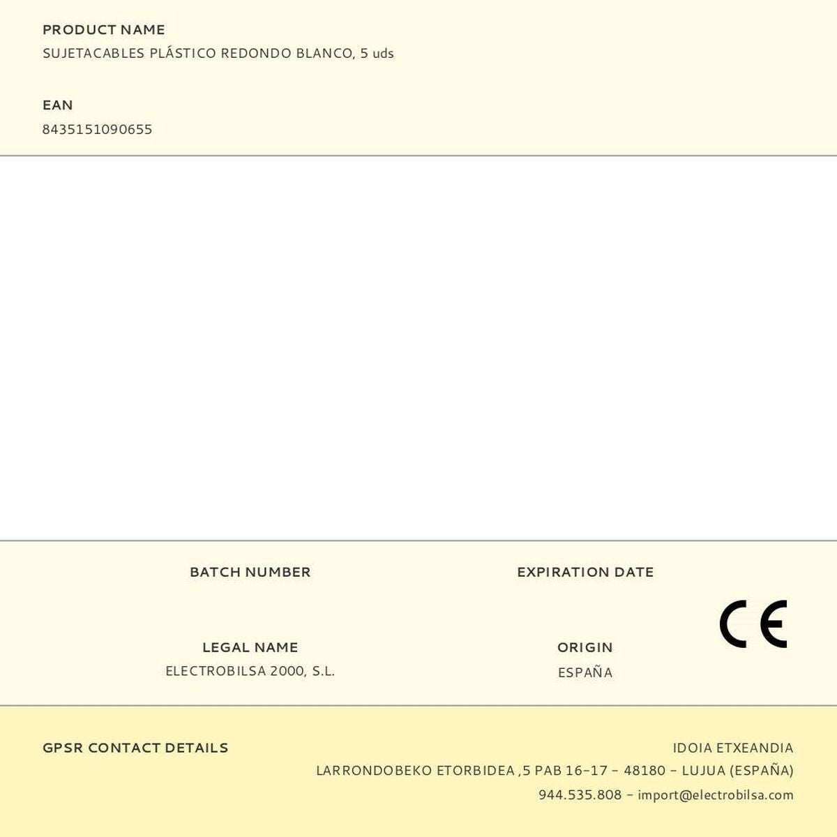 Cable holder F-line White Plastic 5 Units
