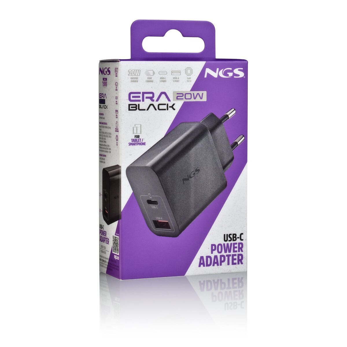 Laptop Charger NGS ERA20WBLACK 20 W Black