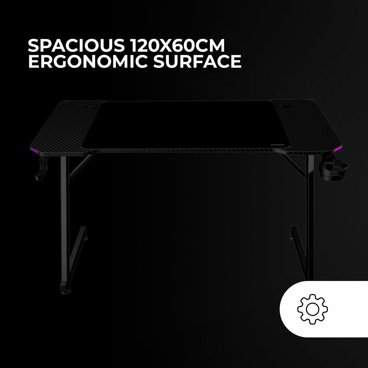 Desk Gaming Mars Gaming ESCRITORIO ERGO RGB Black 120 x 60 cm