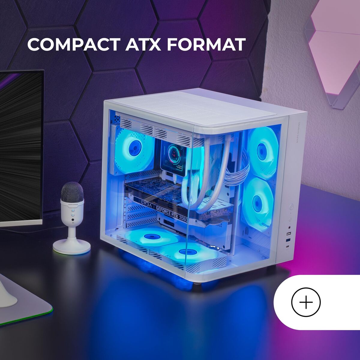 ATX Semi-tower Box Mars Gaming MCCURVW White