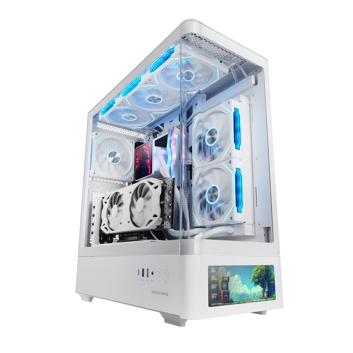 ATX Semi-tower Box Mars Gaming MCLCDPROW White