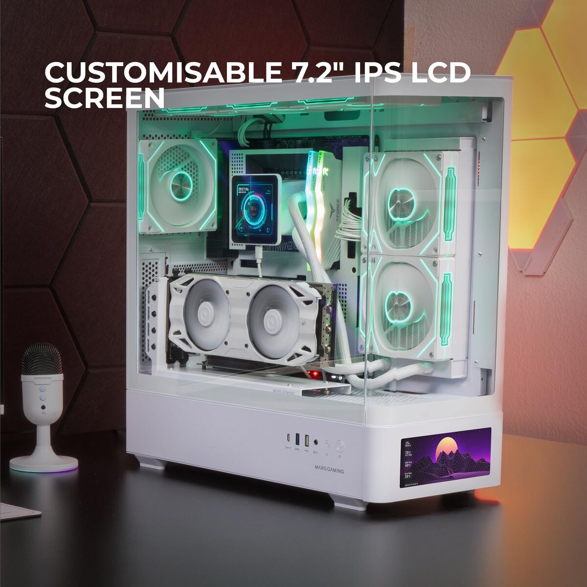 ATX Semi-tower Box Mars Gaming MCLCDPROW White