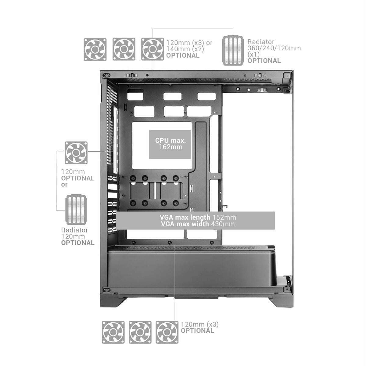 ATX Semi-tower Box Mars Gaming MCPRISMAW White