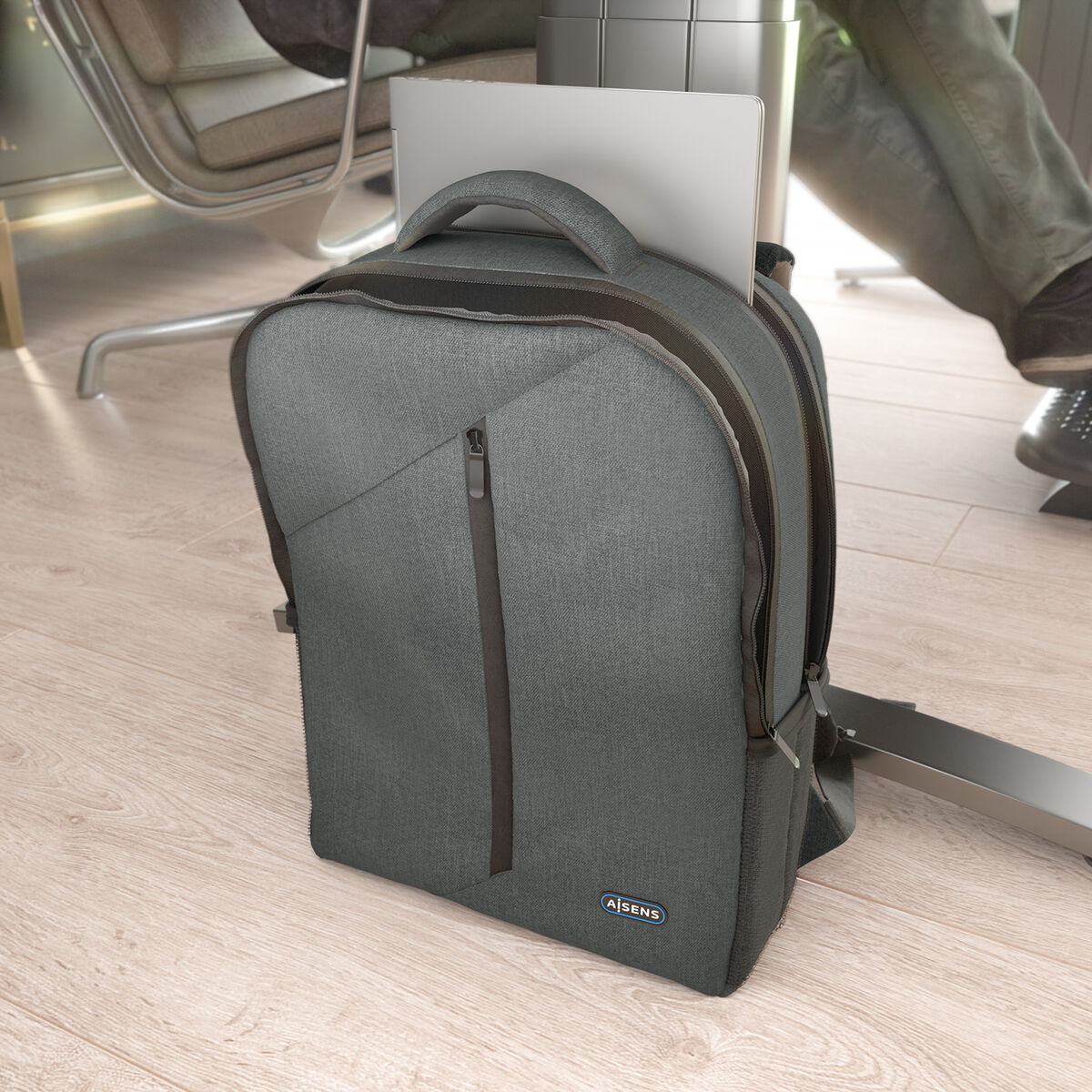 Laptop Backpack Aisens Grey