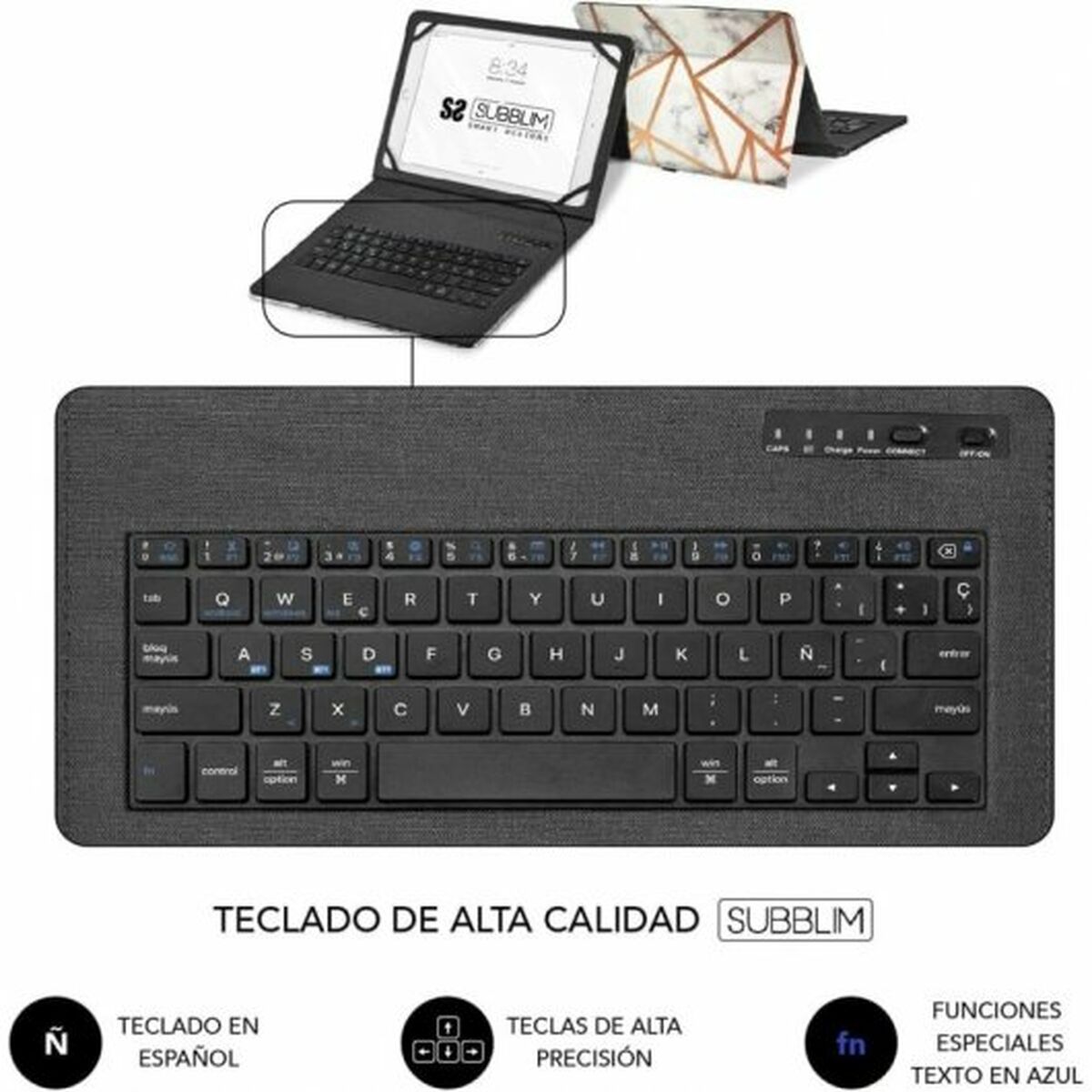 Case for Tablet and Keyboard Subblim SUBKT5-BTTW10 Multicolour Spanish Qwerty QWERTY (1 Unit)