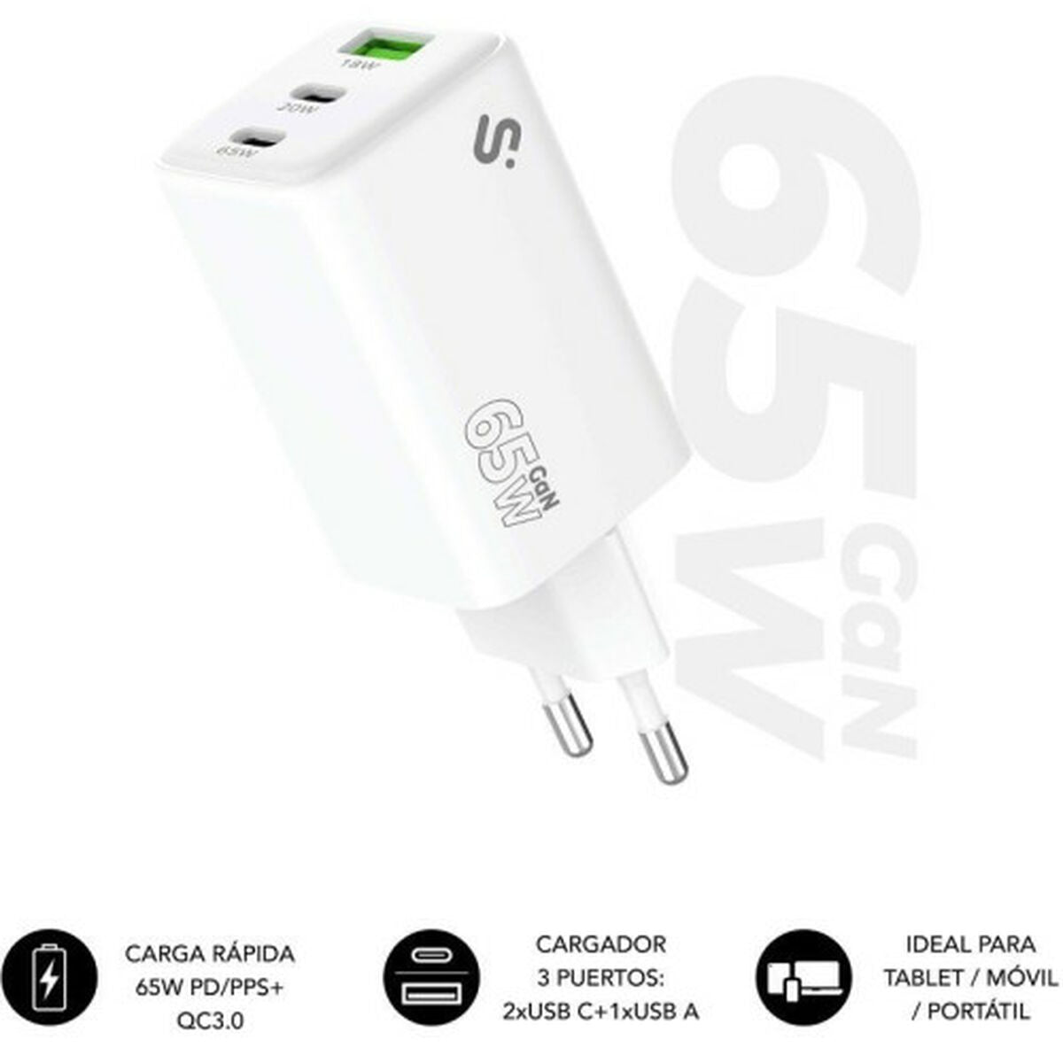 Wall Charger Subblim SUBCHG-6G6530 White 65 W 120 W
