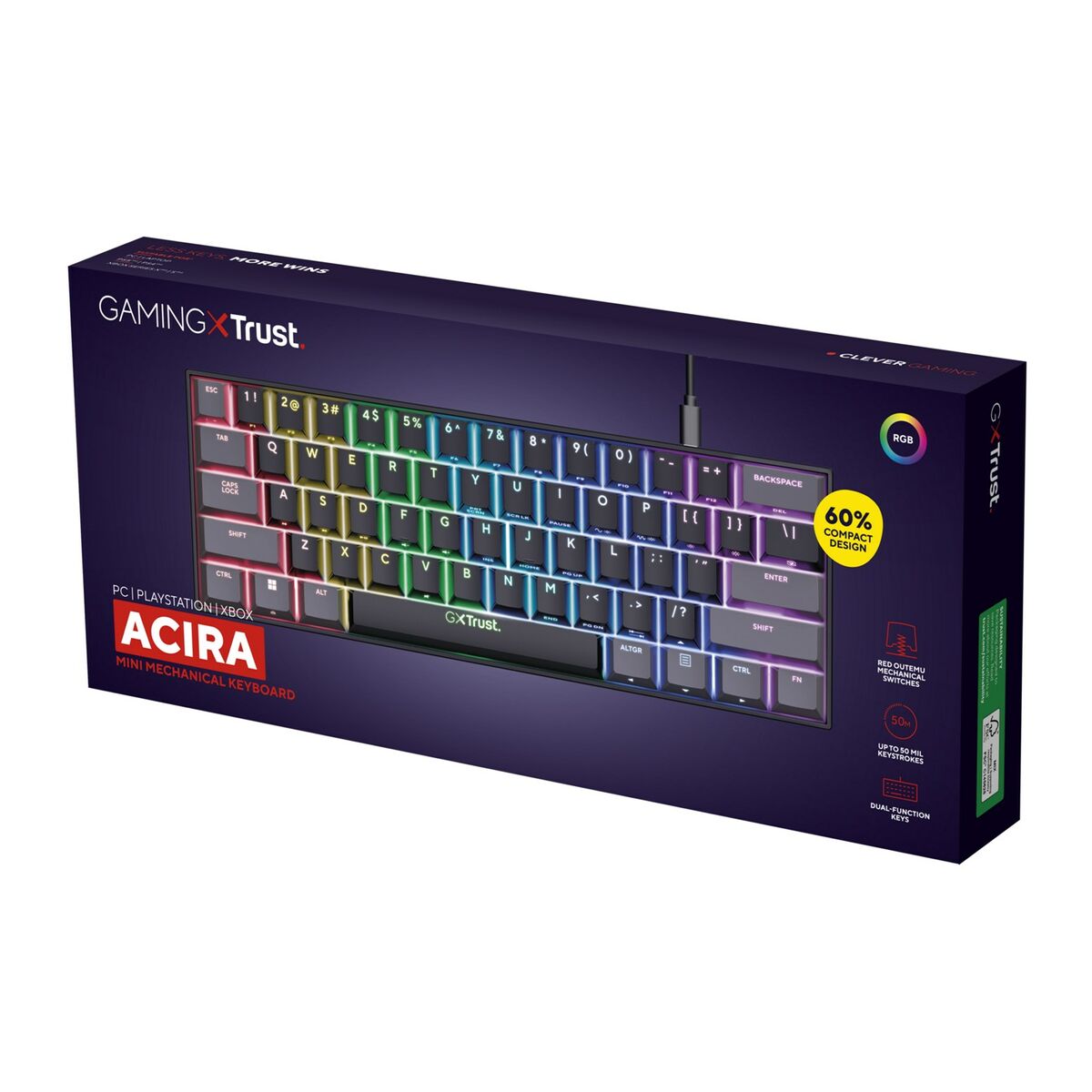 Gaming Keyboard Trust GXT 867 Acira Black Multicolour QWERTY Qwerty US