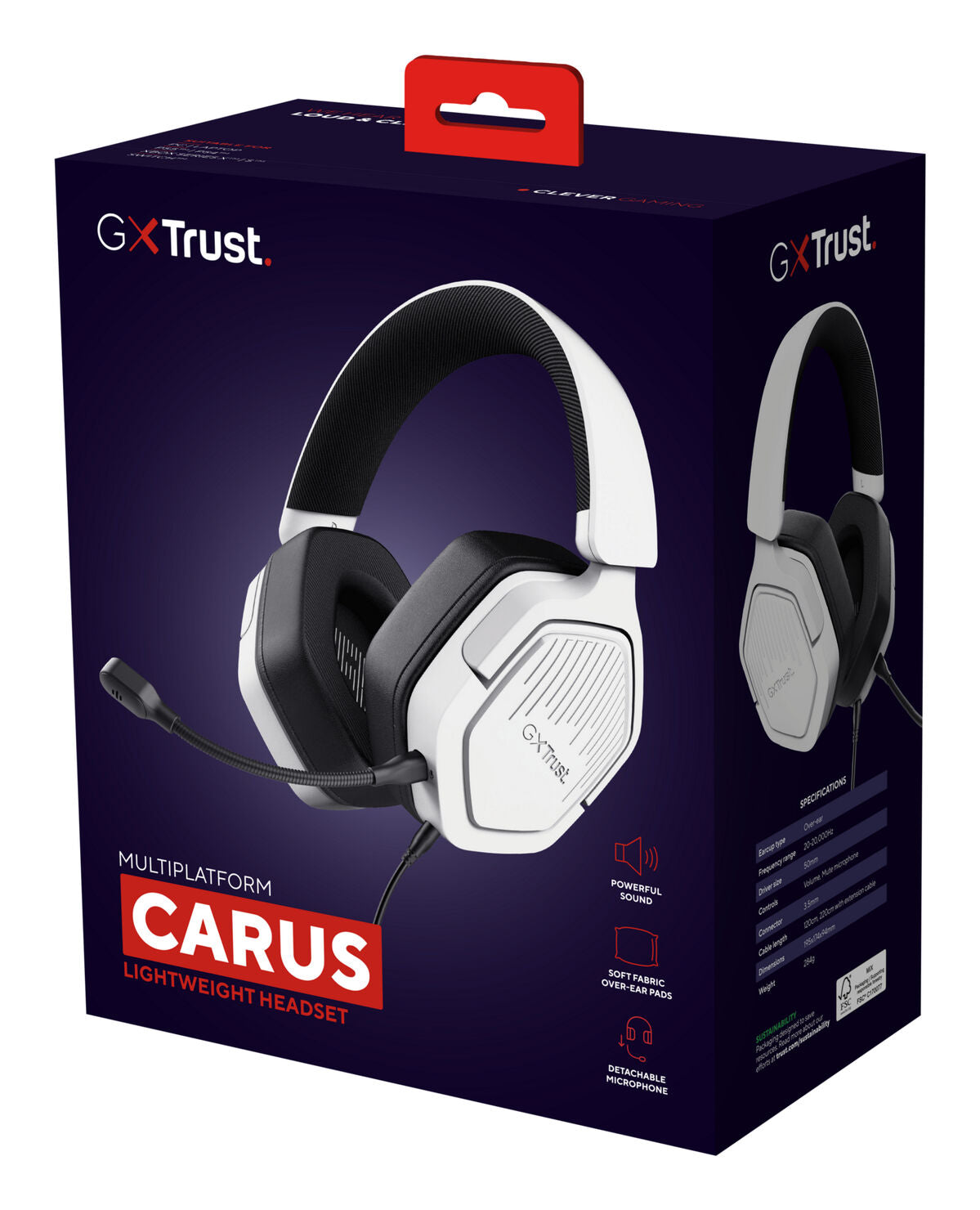 Gaming Headset with Microphone Trust GXT492W Carus White