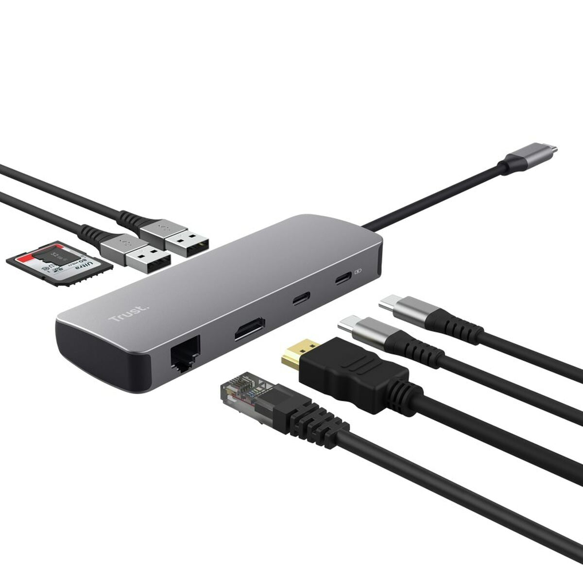 USB Hub Trust 25672 Grey