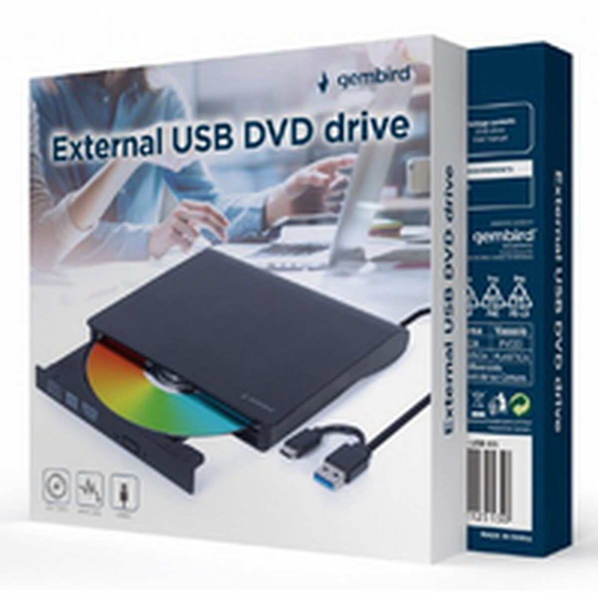 External Recorder GEMBIRD DVD-USB-031 DVD-R 8x, DVD-R DL 6x, DVD-RW 6x, DVD-RAM 5x, DVD+R 8x, DVD+R DL 6x, DVD+RW 8x, DVD M-DISC