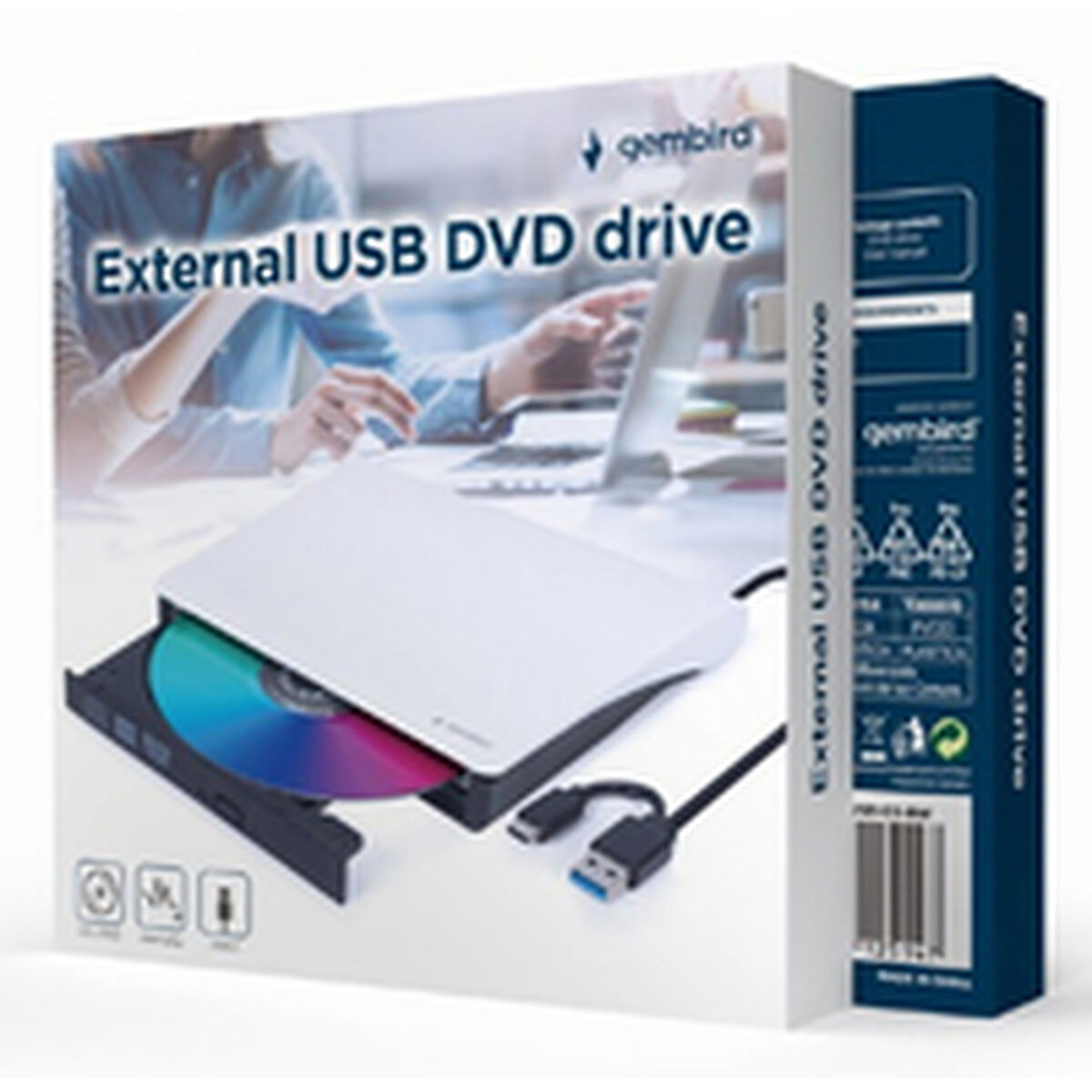 External Recorder GEMBIRD DVD-USB-031-BW DVD-R 8x, DVD-R DL 8x, DVD-RW 8x, DVD-ROM 8x, DVD-RAM 5x, DVD+R 8x, DVD+R DL 8x, DVD+RW