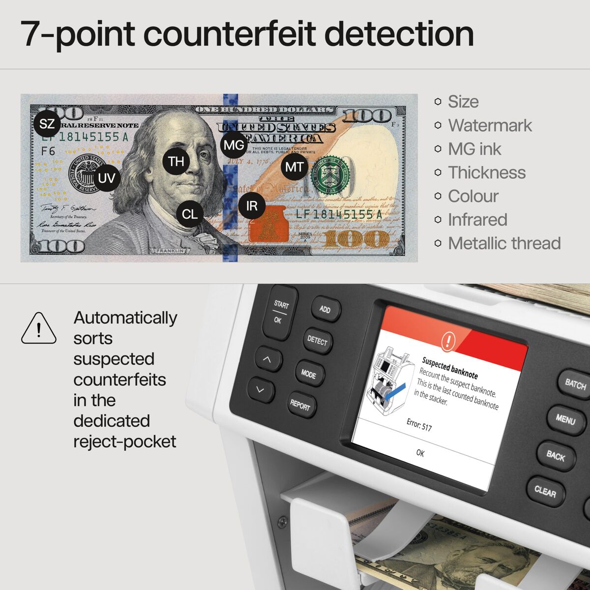 Banknote counter Safescan 112-0652 Grey