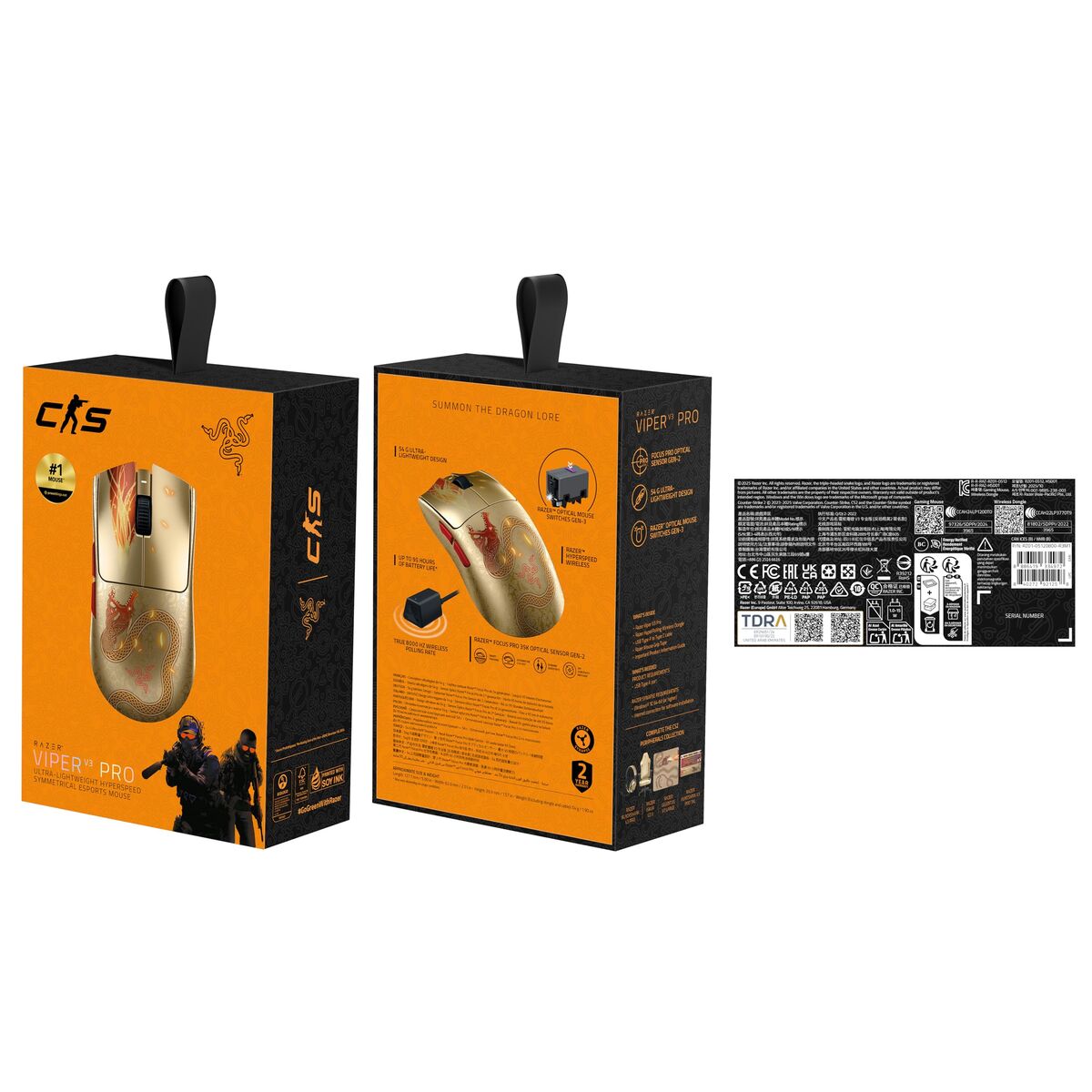 Gaming Mouse Razer VIPER V3 PRO COUNTER STRIKE 2 ED. Black 35000 DPI