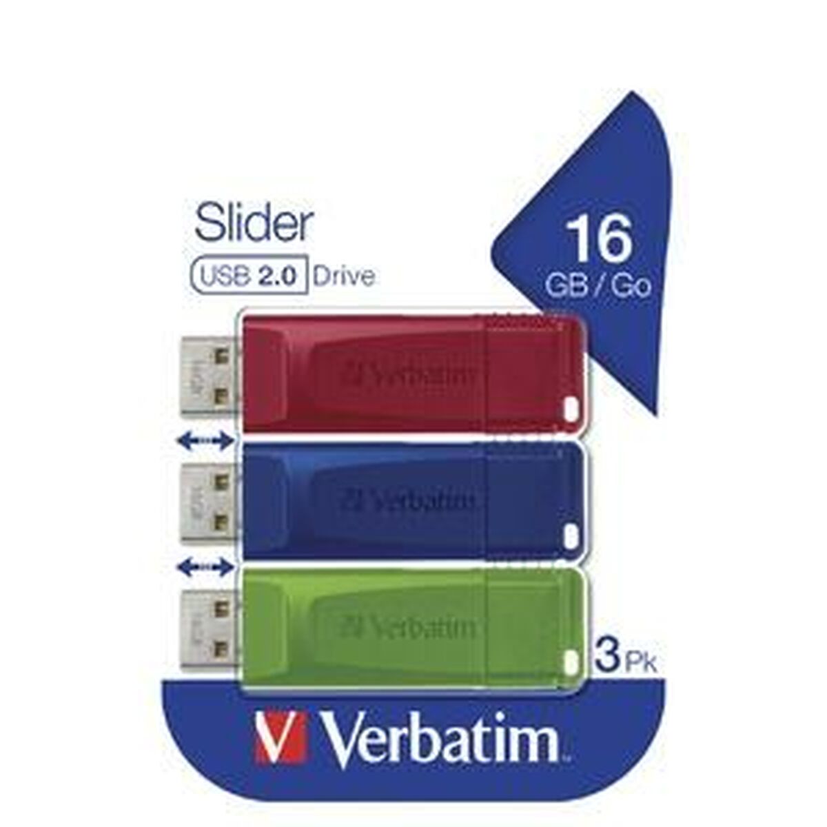 USB stick Verbatim SLIDER Multicolour 16 GB 3 Pieces (5 Units)