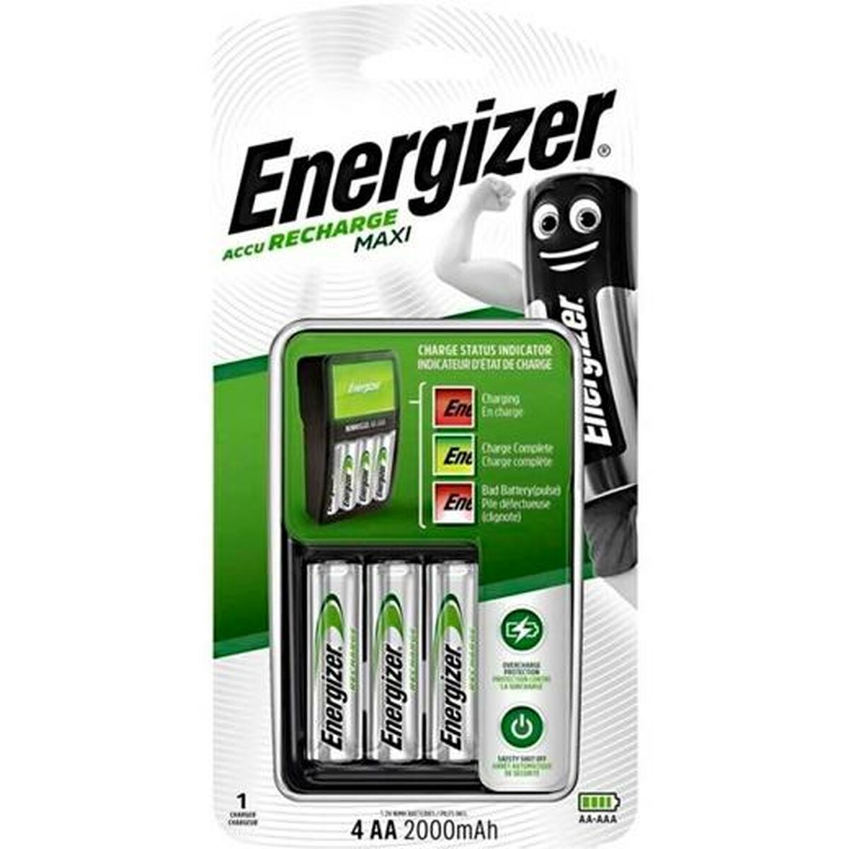 Charger + Rechargeable Batteries Energizer (4 Units)