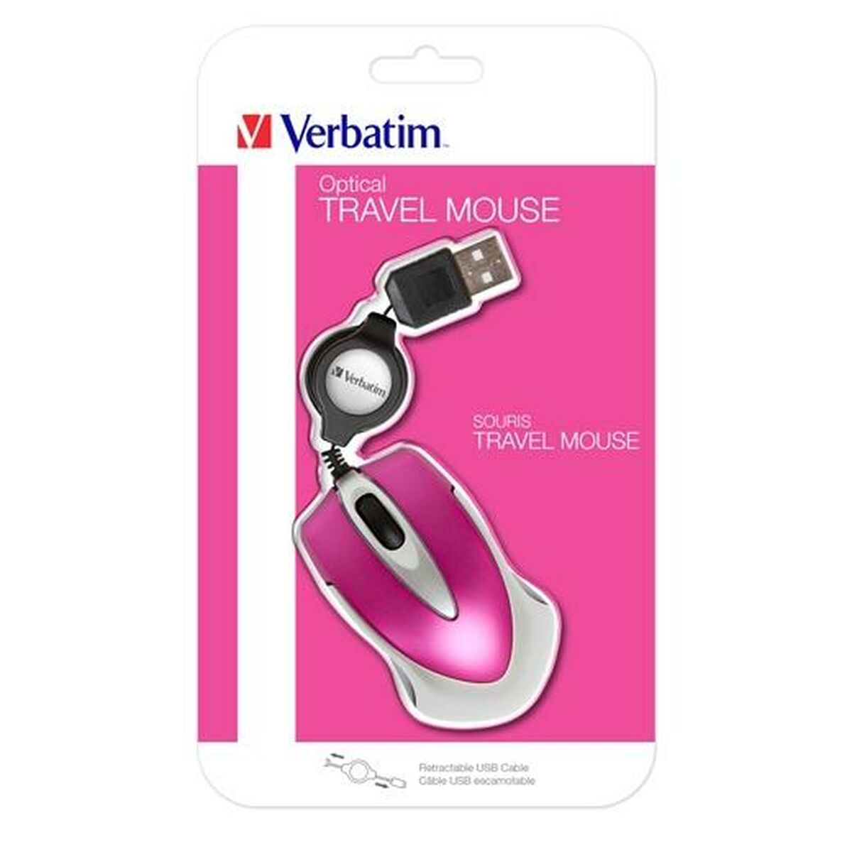 Mouse Verbatim Go Mini Black Fuchsia 1000 dpi (4 Units)