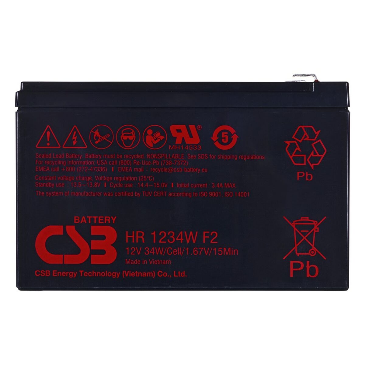 Battery for Uninterruptible Power Supply System UPS HITACHI CSB HR1234WF2 9 Ah 12 V