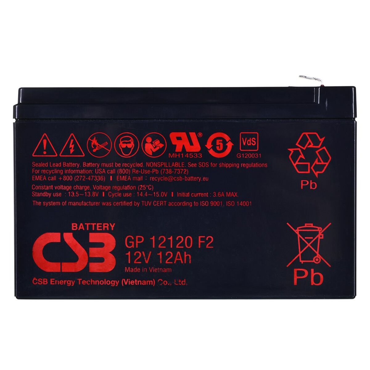 Battery for Uninterruptible Power Supply System UPS HITACHI CSB GP12120F2 12000 mAh 12 V
