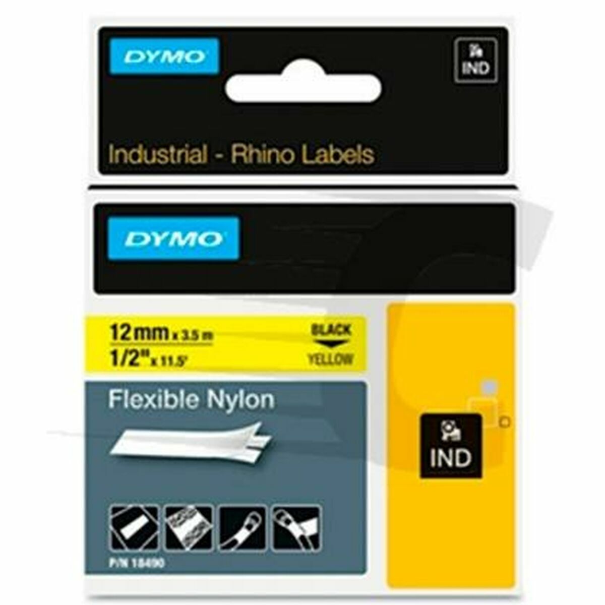 Laminated Tape Dymo Nylon Flexible IND Multicolour Black/Yellow