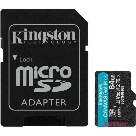 Micro SD Memory Card with Adaptor Kingston CANVAS Go! Plus 64 GB