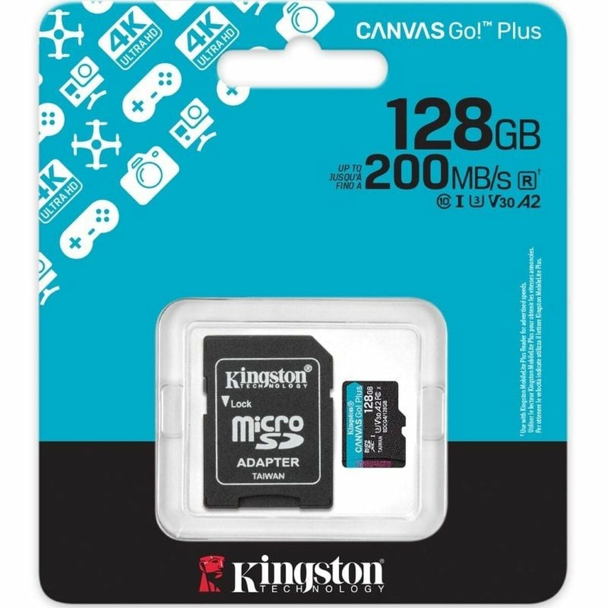 Micro SD Memory Card with Adaptor Kingston CANVAS Go! Plus 128 GB