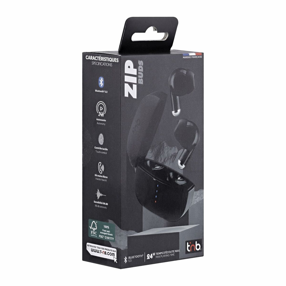 Wireless Earphones with Charging Case T'NB ZIP 2 Black