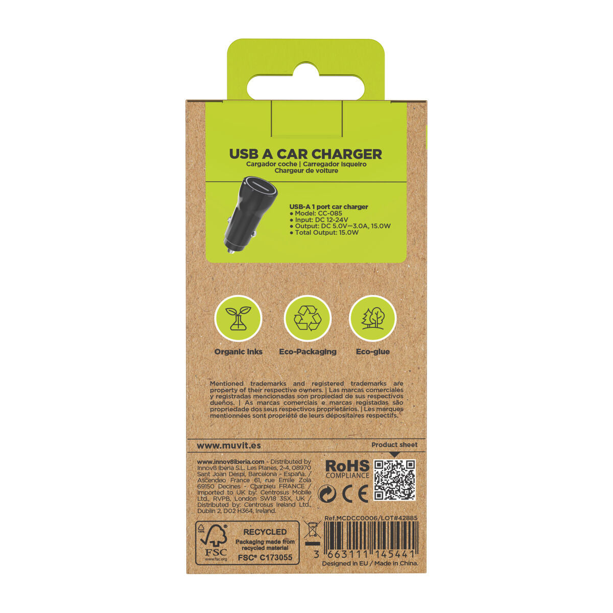 Car Charger Muvit Black 12 W